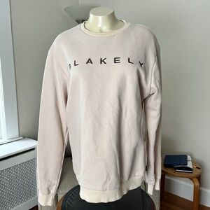 Blakely Sz. M Cream Crewneck Cotton Sweatshirt w/Embroidered Logo